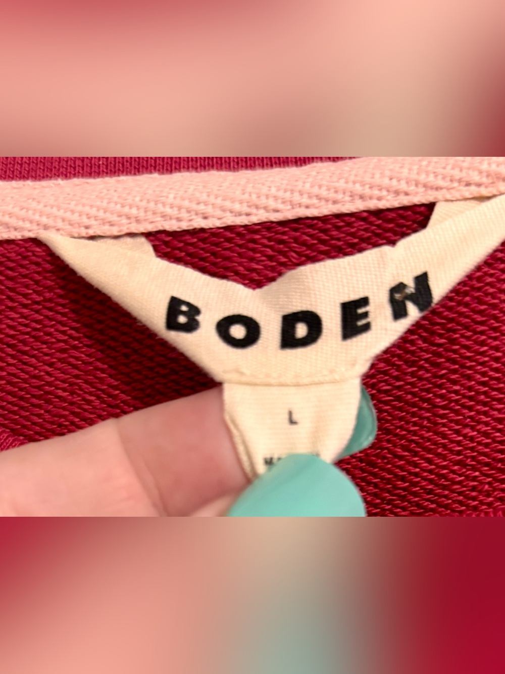Boden Red Hannah Embroidered Sweatshirt- NWT Sz L - Picture 6 of 7